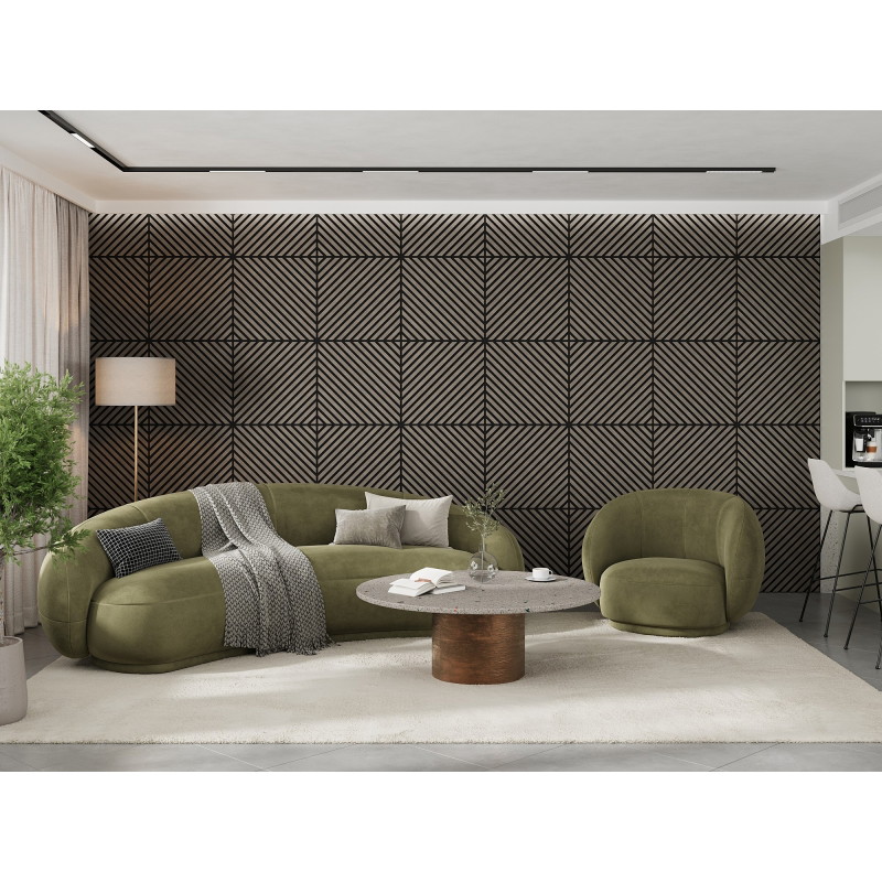 Mexen Linea 39 Akustik-Wandpaneel 60 x 60 cm (4 Stk.), Filz 9 mm, Technofurnier, Graue Eiche - S110-60607-39-043