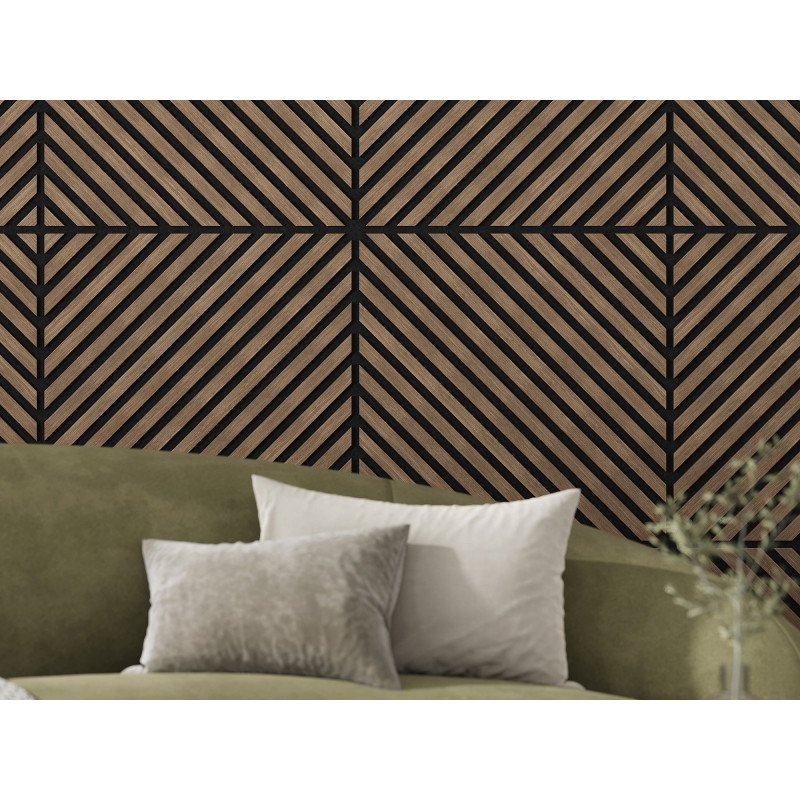 Mexen Linea 39 Akustik-Wandpaneel 60 x 60 cm (4 Stk.), Filz 9 mm, technisches Furnier, Dunkle Walnuss - S110-60607-39-044