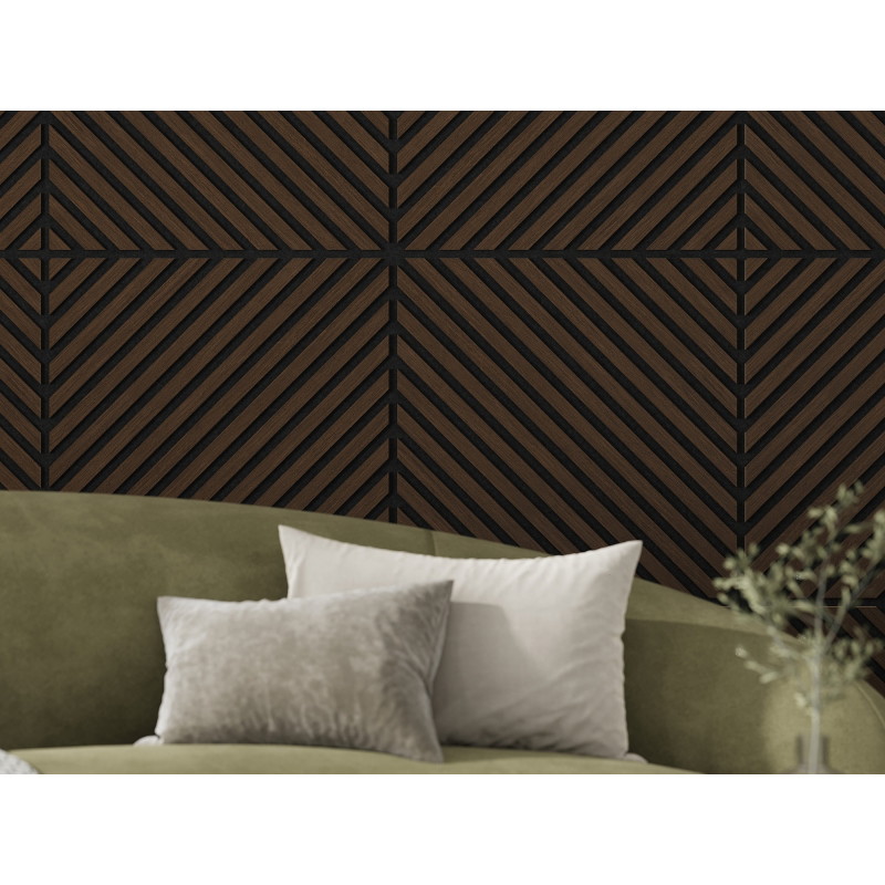 Mexen Linea 39 Akustische Wandplatte 60 x 60 cm (4 Stk.), Filz 9 mm, technisches Furnier, Eiche Mocca - S110-60607-39-045