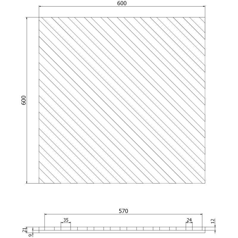 Mexen Linea 39 Akustische Wandplatte 60 x 60 cm (4 Stk.), Filz 9 mm, technisches Furnier, Schwarze Eiche - S110-60607-39-046