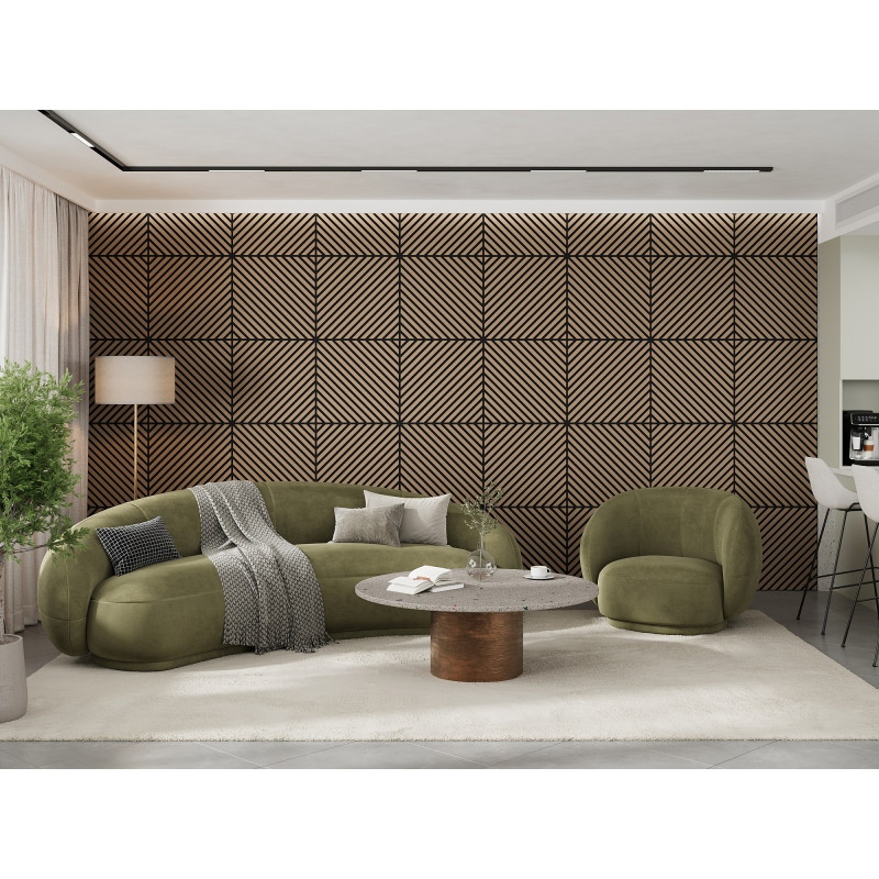 Mexen Linea 39 Akustik-Wandpaneel 60 x 60 cm (4 Stück), 9 mm Filz, technisches Furnier, Helles Nussbaum - S110-60607-39-047