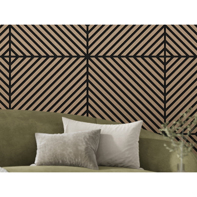 Mexen Linea 39 Akustik-Wandpaneel 60 x 60 cm (4 Stück), 9 mm Filz, technisches Furnier, Helles Nussbaum - S110-60607-39-047