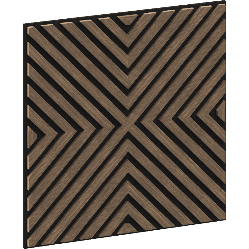 Mexen Linea 01 Akustik-Wandpaneel 60 x 60 cm (4 Stück), Filz 9 mm, technisches Furnier, Dunkle Walnuss - S110-60607-01-044
