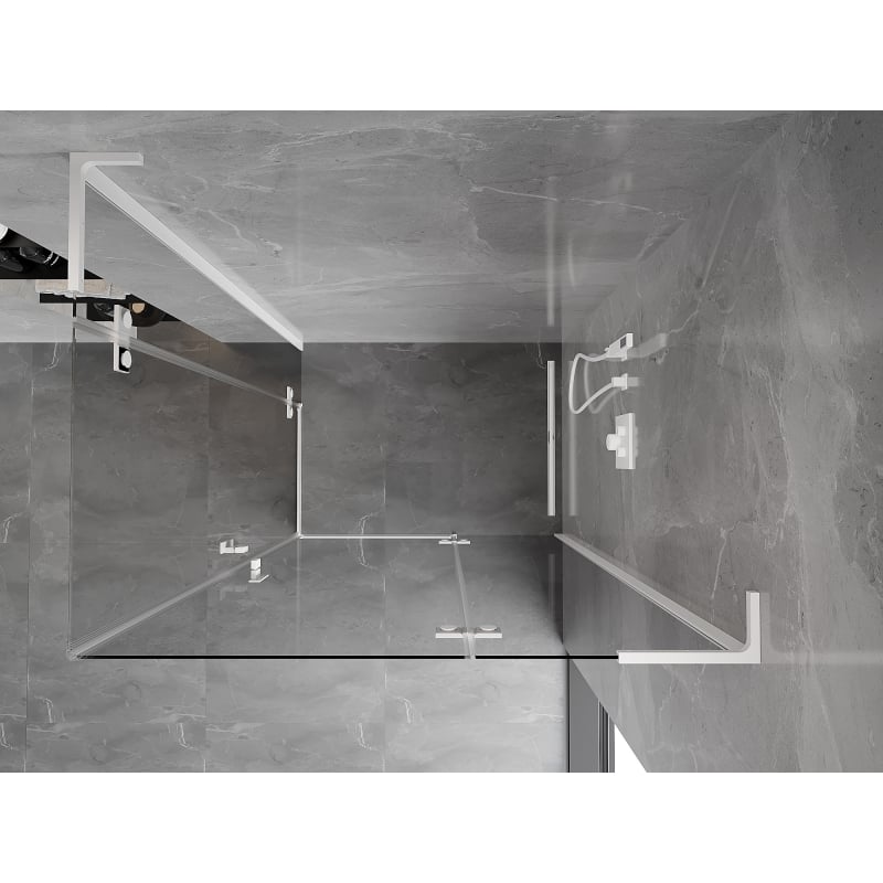 Mexen Mist-H L Duo Duschkabine, rechts öffnend, 85 x 95 cm, transparent, weiß - 8A5L-085L-095P-20-00