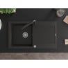Mexen Leo Granitspüle 1-becken mit Abtropffläche und Küchenarmatur Duero, schwarz/gold metallic - 6501-75-671600-70