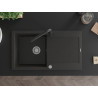 Mexen Leo granitspüle einbecken mit abtropffläche und küchenarmatur Duero, schwarz/gold metallic - 6501-75-671600-70