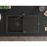 Mexen Leo Granitspüle mit 1 Becken, Abtropffläche und Küchenarmatur Duero, schwarz/goldenes Metallic - 6501-75-671600-70-B