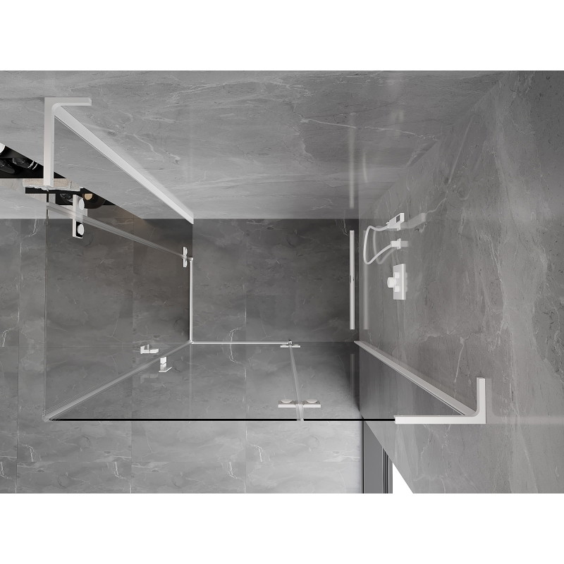 Mexen Mist-H L Duo-Duschkabine, rechts öffnend, 85 x 100 cm, transparent, weiß - 8A5L-085L-100P-20-00