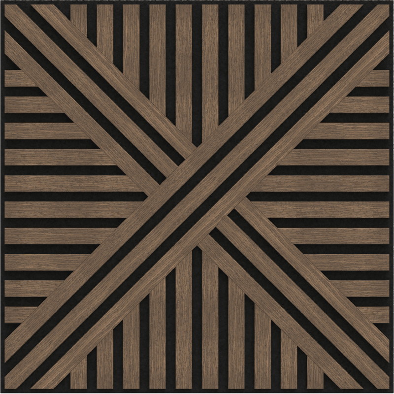 Mexen Linea 05 akustisches Wandpaneel 60 x 60 cm (4 Stk.), Filz 9 mm, technisches Furnier, Dunkle Nuss - S110-60607-05-044