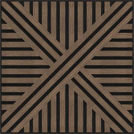 Mexen Linea 05 akustisches Wandpaneel 60 x 60 cm (4 Stk.), Filz 9 mm, technisches Furnier, Dunkle Nuss - S110-60607-05-044