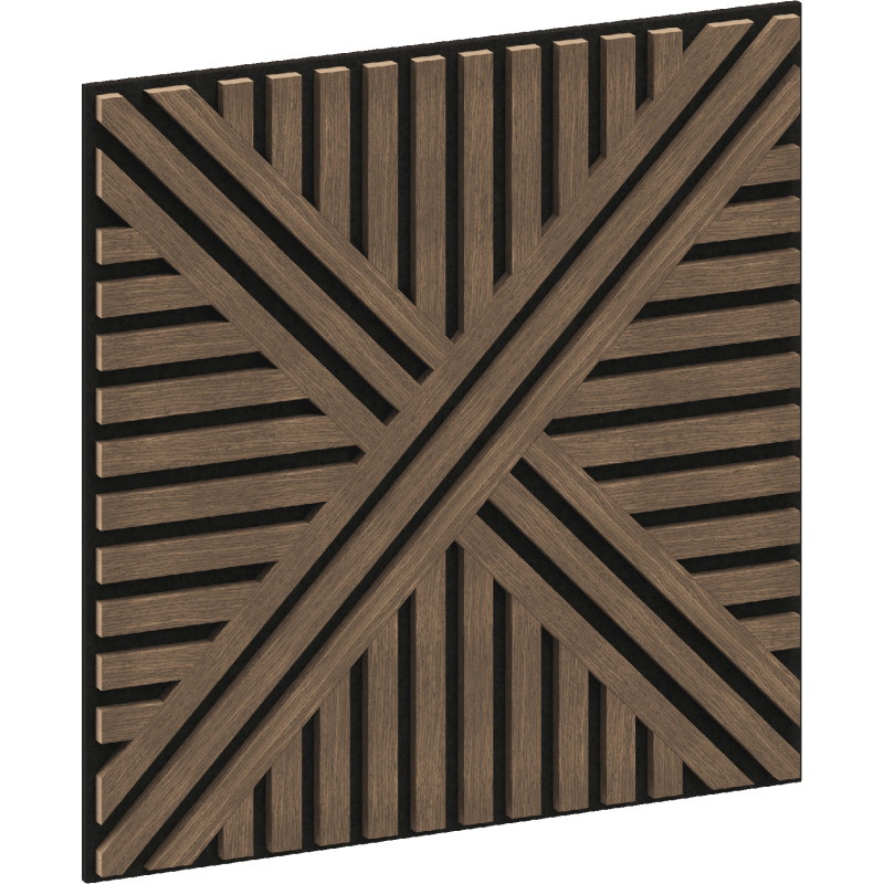 Mexen Linea 05 akustisches Wandpaneel 60 x 60 cm (4 Stk.), Filz 9 mm, technisches Furnier, Dunkle Nuss - S110-60607-05-044