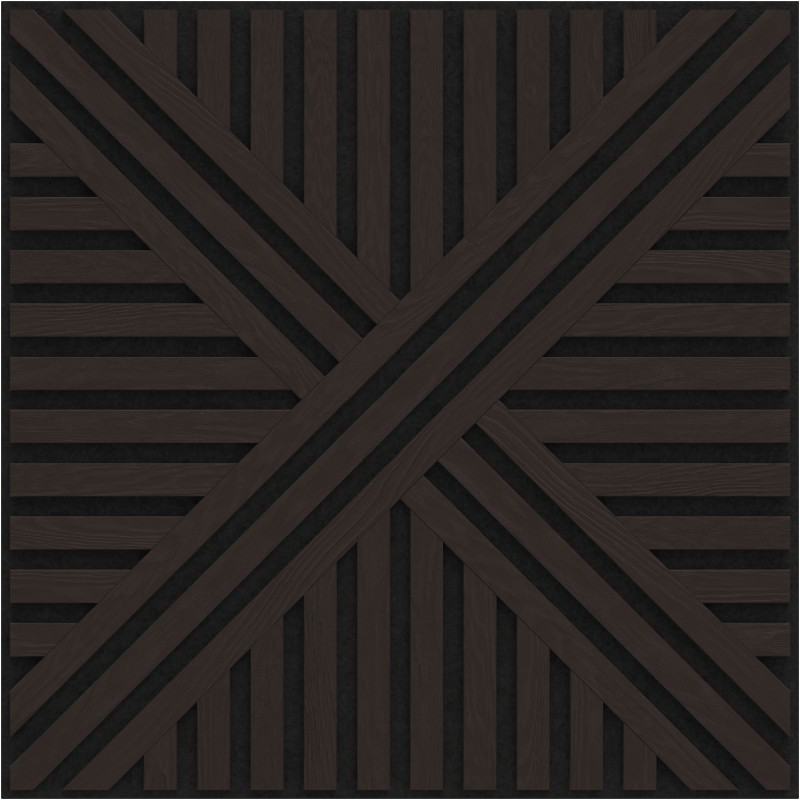 Mexen Linea 05 akustisches Wandpaneel 60 x 60 cm (4 Stk.), Filz 9 mm, technisches Furnier, Schwarze Eiche - S110-60607-05-046