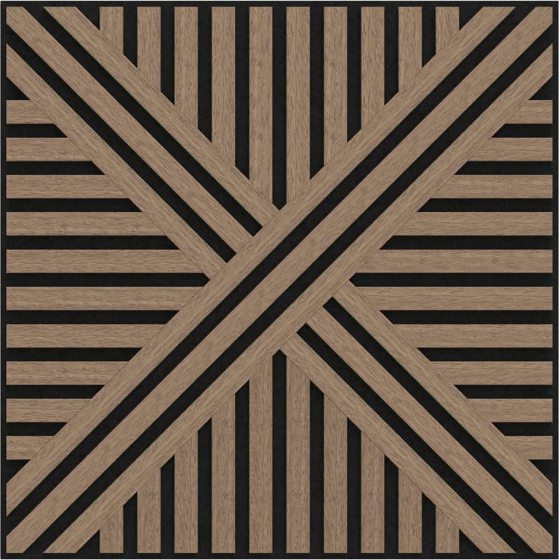 Mexen Linea 05 Akustisches Wandpaneel 60 x 60 cm (4 Stück), Filz 9 mm, technisches Furnier, Hellwalnuss - S110-60607-05-047