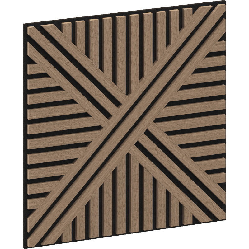 Mexen Linea 05 Akustisches Wandpaneel 60 x 60 cm (4 Stück), Filz 9 mm, technisches Furnier, Hellwalnuss - S110-60607-05-047