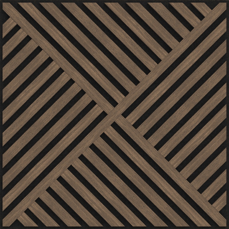Mexen Linea 08 Akustische Wandplatte 60 x 60 cm (4 Stk.), Filz 9 mm, Technisches Furnier, Dunkle Walnuss - S110-60607-08-044