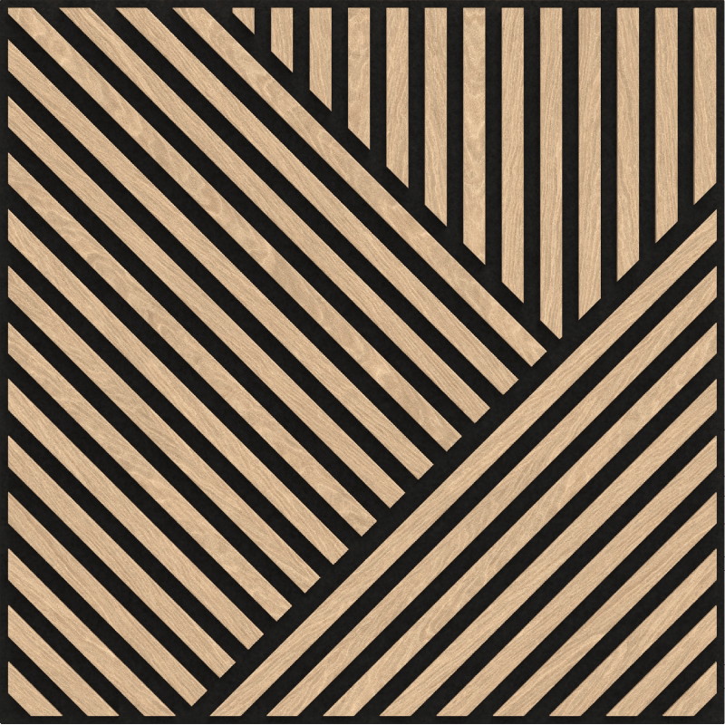 Mexen Linea 25 Akustische Wandpaneele 60 x 60 cm (4 Stück), Filz 9 mm, technisches Furnier, Gebleichte Eiche