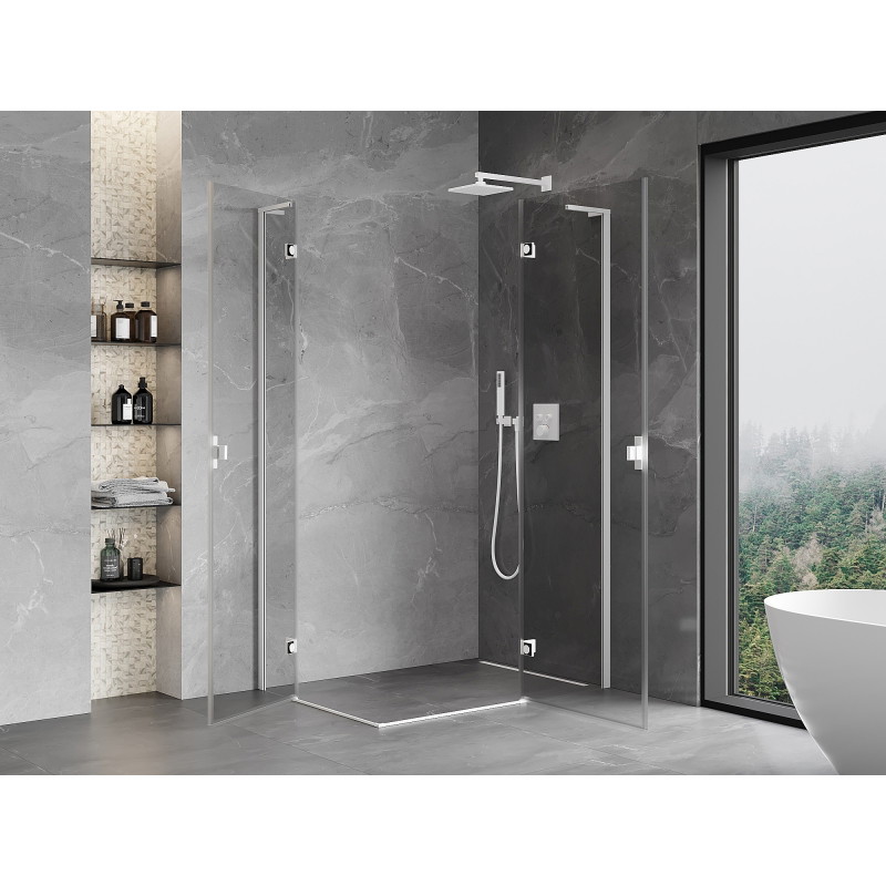 Mexen Mist-H L Duo Duschkabine rechte Tür 70 x 105 cm, transparent, weiß - 8A5L-070L-105P-20-00