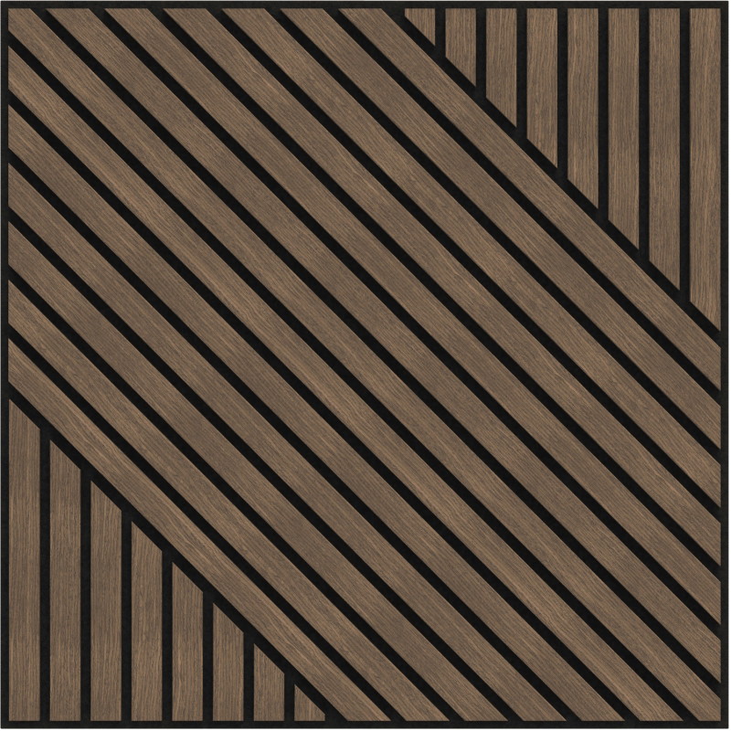 Mexen Linea 26 Akustik-Wandpaneel 60 x 60 cm (4 Stk.), Filz 9 mm, technisches Furnier, Dunkle Walnuss - S110-60607-26-044