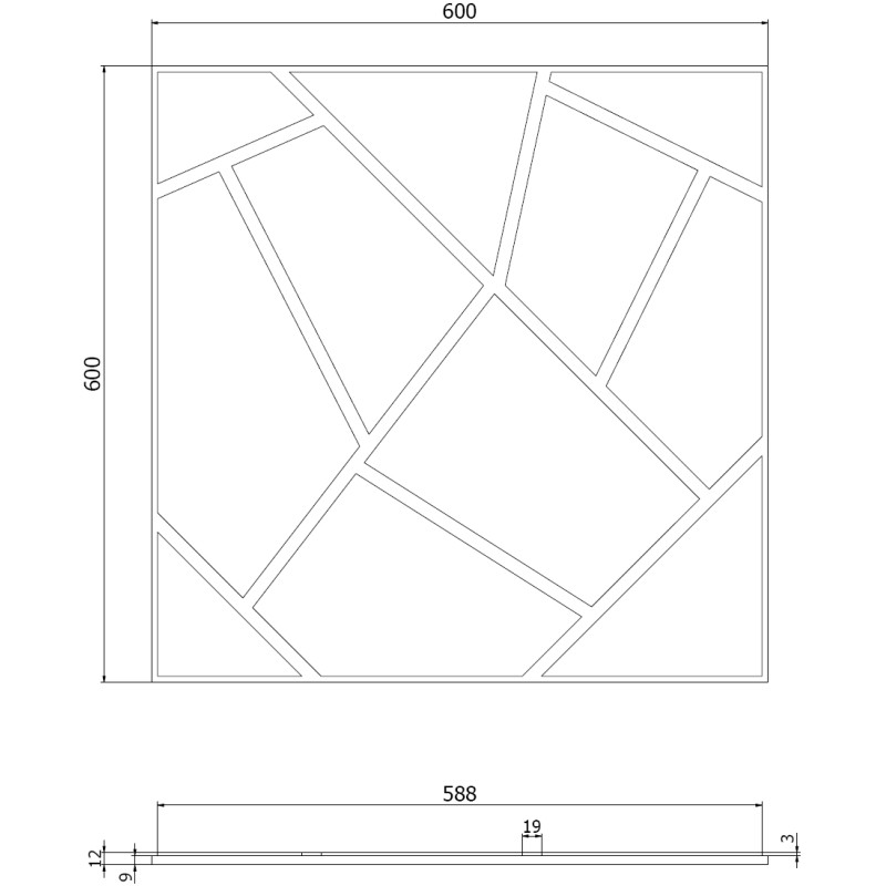 Mexen Form 04 Akustik-Wandpaneel 60 x 60 cm (4 Stück), Filz 9 mm, technisches Furnier, Spiegel - S111-60607-04-099