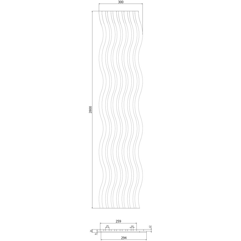 Mexen Lam-SF 01 Akustik-Wandpaneele 280 x 30 cm, Filz 9 mm, technisches Furnier, Eiche Mocca - S106-280-01-045