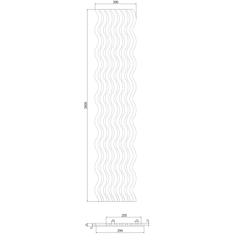 Mexen Lam-SF 02 Akustische Wandpaneele 280 x 30 cm, Filz 9 mm, Technisches Furnier, Schwarze Eiche - S106-280-02-046