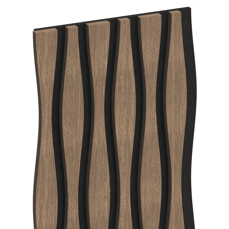 Mexen Lam-SF 01 Lam-SF 26 Akustik-Wandpaneele 280 x 30 cm, Filz 9 mm, technisches Furnier, Dunkle Walnuss - S106-280-26-044