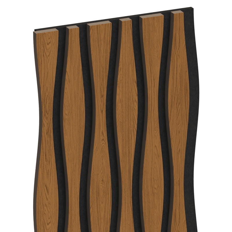 Mexen Lam-SF 01 Lam-SF 26 akustische Wandpaneele 280 x 30 cm, Filz 9 mm, technisches Furnier, Natürliches Eichenholz