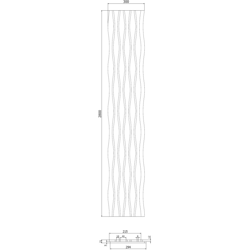 Mexen Lam-SF 01 Lam-SF 26 akustische Wandpaneele 280 x 30 cm, Filz 9 mm, technisches Furnier, Natürliches Eichenholz