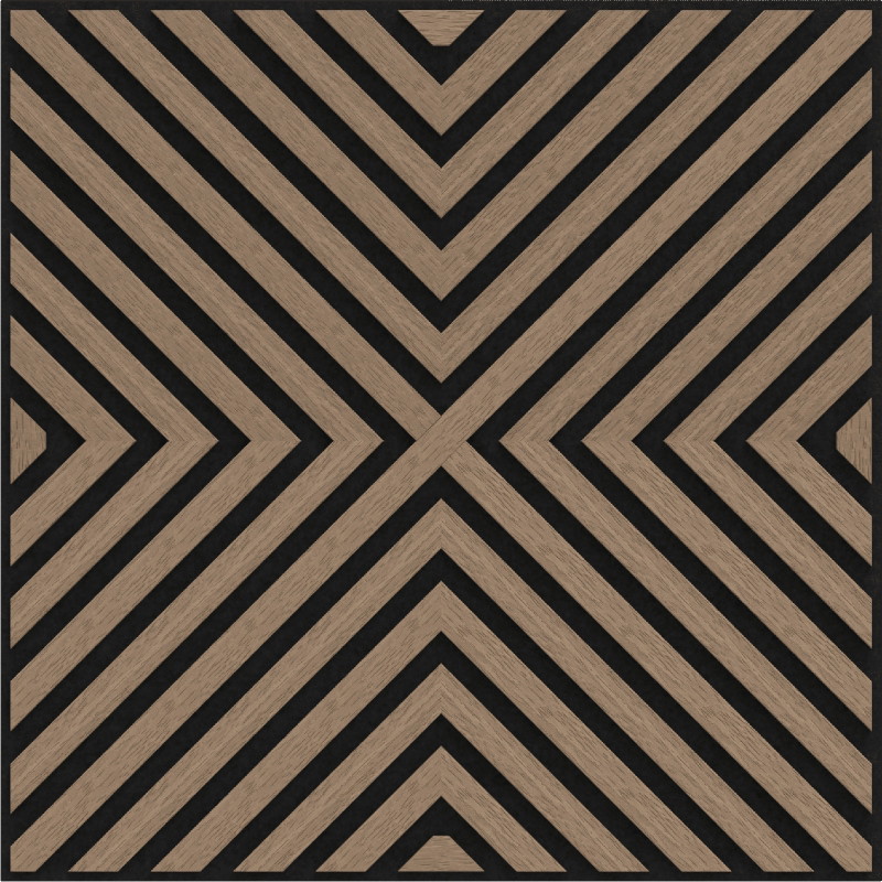 Mexen Linea 01 Akustik-Wandpaneel 60 x 60 cm (4 Stk.), Filz 9 mm, Technisches Furnier, Helle Walnuss - S110-60607-01-047