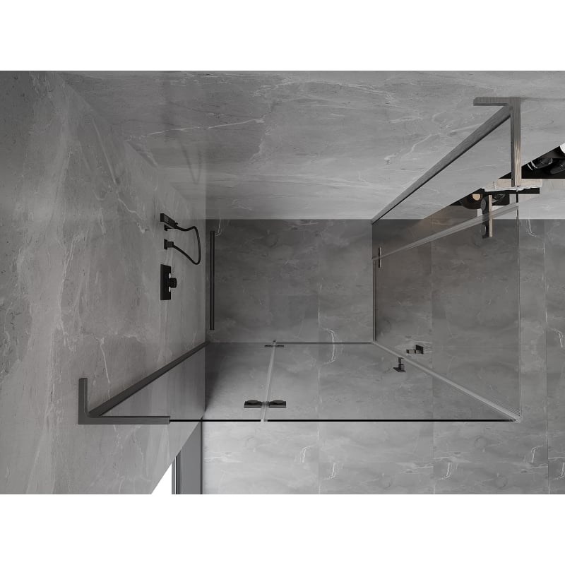 Mexen Mist-H L Duo Duschkabine, links öffnend, 90 x 75 cm, transparent, gebürstet gun gray - 8A5L-090L-075P-66-00