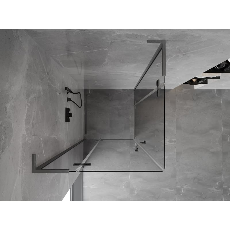Mexen Mist-H L Duo Duschkabine schwenkbar 80 x 80 cm, transparent, gebürstet Gun Gray - 8A5L-080L-080P-66-00