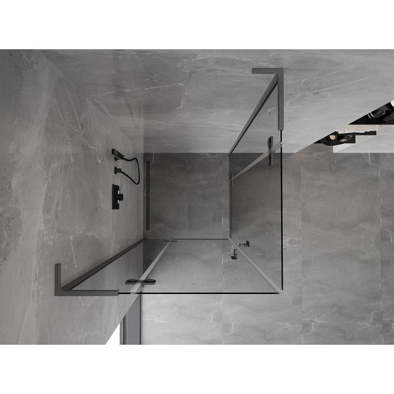 Mexen Mist-H L Duo Duschkabine, schwenkbar 85 x 85 cm, transparent, gebürstet Gun Grey - 8A5L-085L-085P-66-00