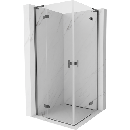 Mexen Mist-H L Duo Duschkabine, schwenkbar 85 x 85 cm, transparent, gebürstet Gun Grey - 8A5L-085L-085P-66-00