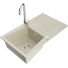 Mexen Cesar Granitspüle 1-beckig mit Abtropffläche und Küchenarmatur Telma, beige - 6514-69-670200-00