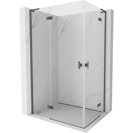 Mexen Mist-H L Duo Duschkabine schwenkbar links 105 x 85 cm, transparent, gebürstetes Kanonengrau - 8A5L-105L-085P-66-00