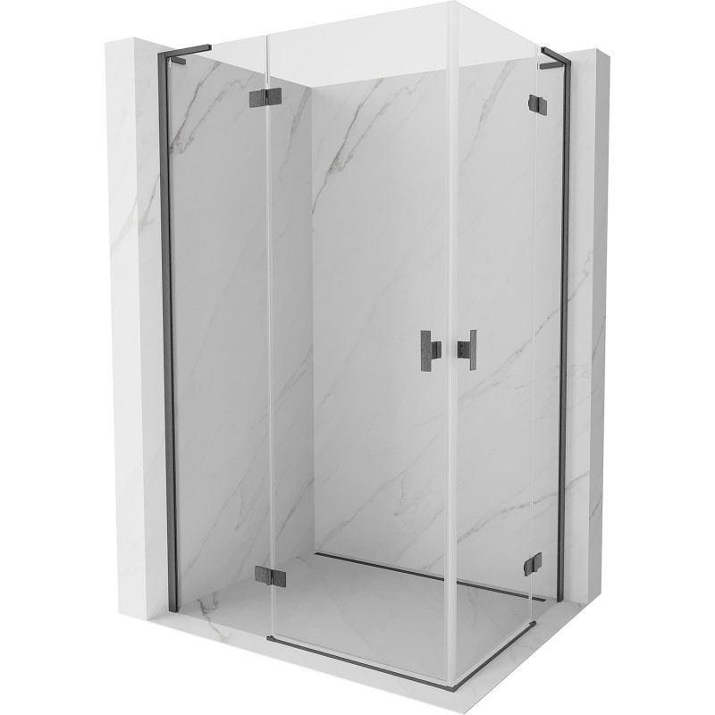Mexen Mist-H L Duo Duschkabine Schwingtür links 100 x 90 cm, transparent, gun grau gebürstet - 8A5L-100L-090P-66-00