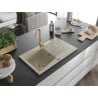 Mexen Cesar Granitspüle 1-Becken mit Abtropffläche und Küchenarmatur Telma, beige - 6514-69-670200-50