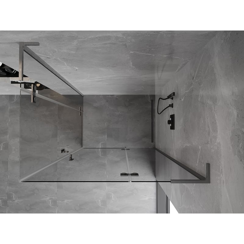 Mexen Mist-H L Duo Duschkabine rechts öffnend 95 x 100 cm, transparent, gun gray gebürstet - 8A5L-095L-100P-66-00