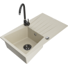 Mexen Cesar Granitspüle, 1 Becken mit Abtropffläche und Küchenarmatur Telma, beige - 6514-69-670200-70