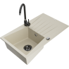 Mexen Cesar Granitspüle 1-beckig mit Abtropffläche und Küchenarmatur Telma, beige - 6514-69-670200-70