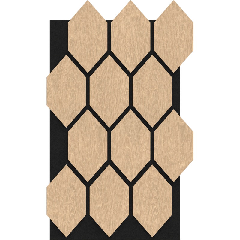 Mexen Form 01 Akustik-Wandpaneel 91 x 56 cm (4 Stk.), Filz 9 mm, technisches Furnier, Gebleichte Eiche - S111-91567-01-040