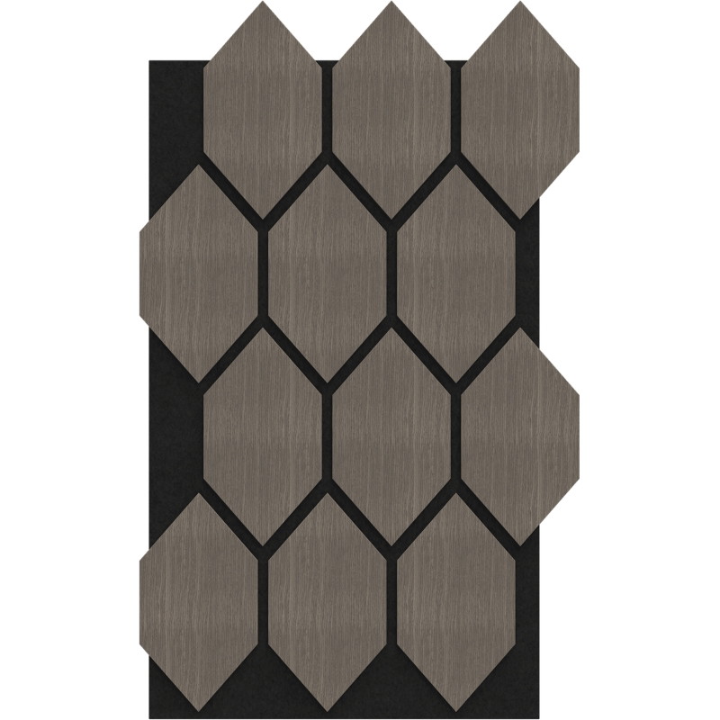 Mexen Form 01 Akustik-Wandpaneel 91 x 56 cm (4 Stück), Filz 9 mm, technisches Furnier, Graue Eiche - S111-91567-01-043
