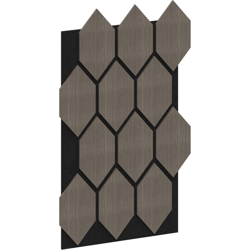 Mexen Form 01 Akustik-Wandpaneel 91 x 56 cm (4 Stück), Filz 9 mm, technisches Furnier, Graue Eiche - S111-91567-01-043