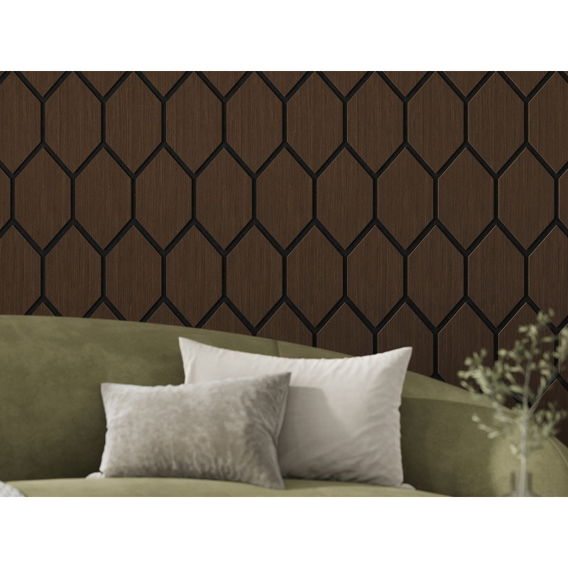 Mexen Form 01 Akustik-Wandpaneel 91 x 56 cm (4 Stk.), Filz 9 mm, technisches Furnier, Mocca Eiche - S111-91567-01-045