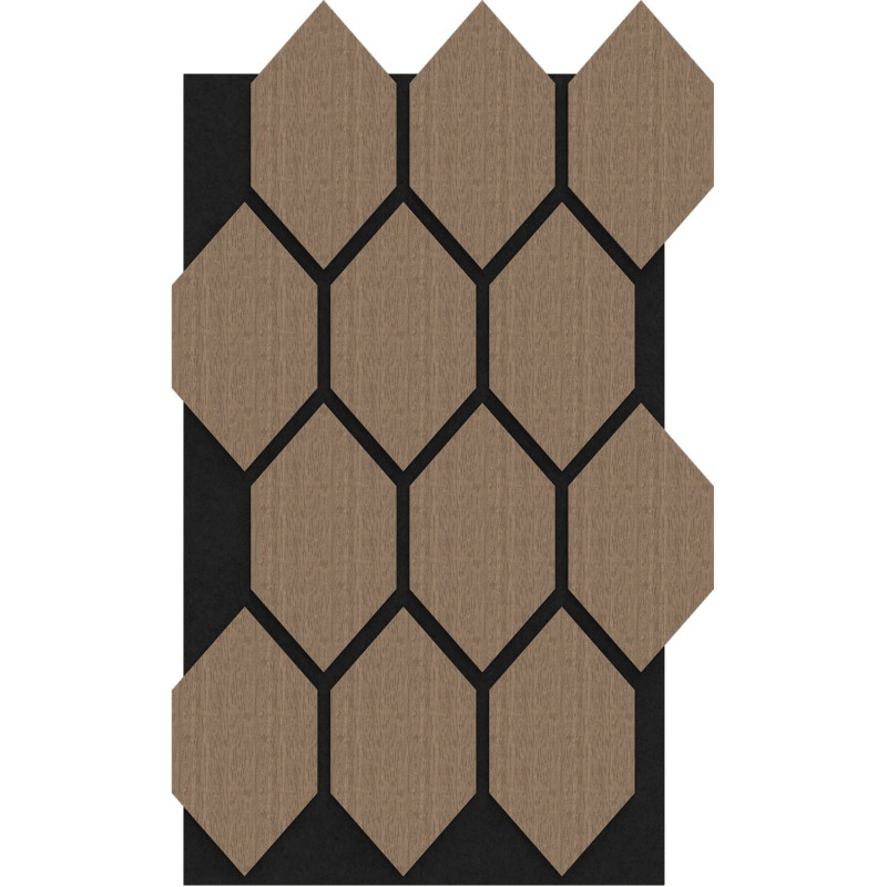Mexen Form 01 Akustik-Wandpaneel 91 x 56 cm (4 Stk.), Filz 9 mm, Technisches Furnier, Helles Nussbaum - S111-91567-01-047