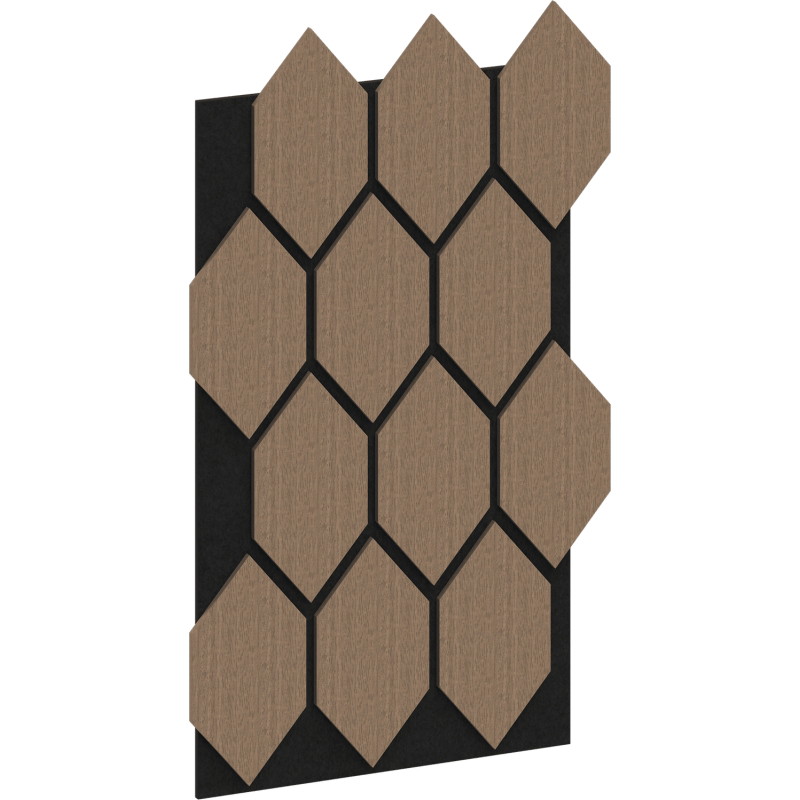 Mexen Form 01 Akustik-Wandpaneel 91 x 56 cm (4 Stk.), Filz 9 mm, Technisches Furnier, Helles Nussbaum - S111-91567-01-047