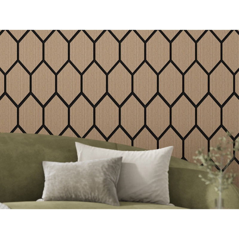 Mexen Form 01 Akustik-Wandpaneel 91 x 56 cm (4 Stk.), Filz 9 mm, Technisches Furnier, Helles Nussbaum - S111-91567-01-047
