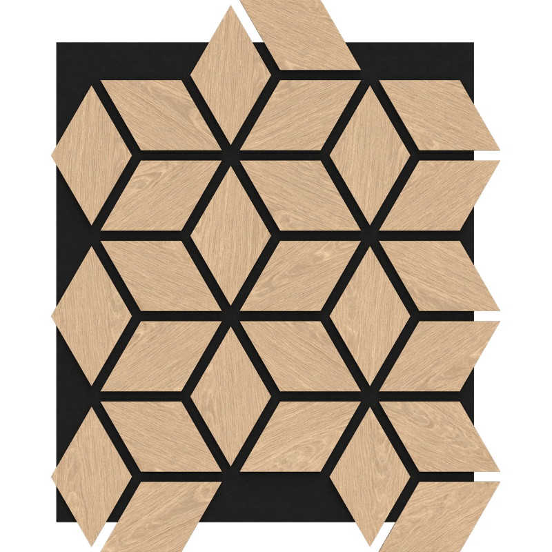 Mexen Form 02 akustisches Wandpaneel 81 x 66 cm (4 Stk.), 9 mm Filz, technisches Furnier, Gebleichte Eiche - S111-81667-02-040