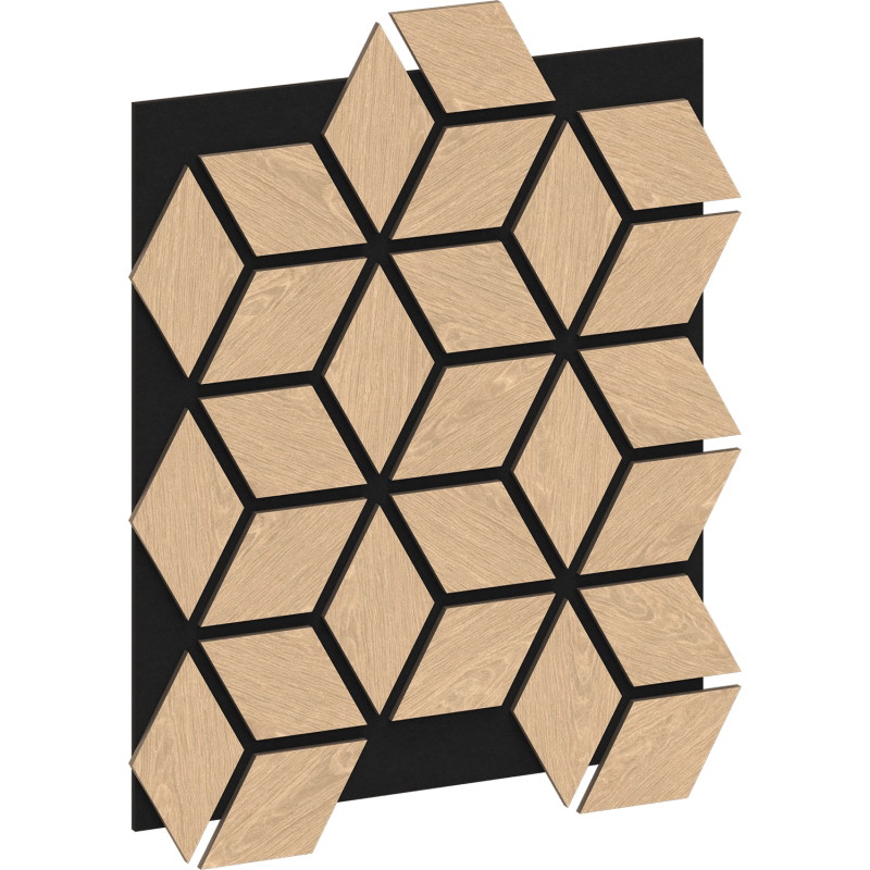 Mexen Form 02 akustisches Wandpaneel 81 x 66 cm (4 Stk.), 9 mm Filz, technisches Furnier, Gebleichte Eiche - S111-81667-02-040