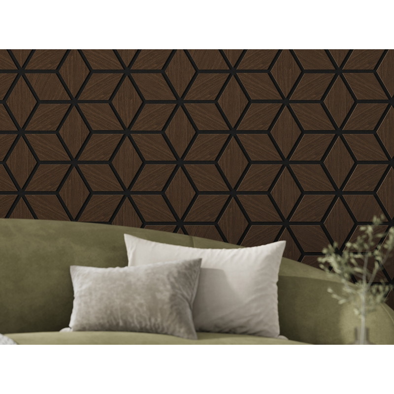 Mexen Form 02 Akustik-Wandpaneel 81 x 66 cm (4 Stk.), Filz 9 mm, technisches Furnier, Eiche Mocca - S111-81667-02-045
